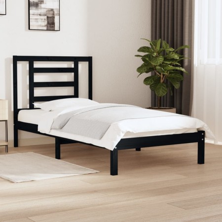 Estructura de cama madera maciza de pino negra 100x200 cm de vidaXL, Camas y somieres - Ref: Foro24-3104342, Precio: 120,36 €...