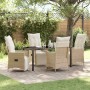 Conjunto de Comedor de Jardín con cojín 5 pcs Beige Poliratán en Sillas de jardín | Comprar online en Foru.es