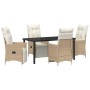 Conjunto de Comedor de Jardín con cojín 5 pcs Beige Poliratán en Sillas de jardín | Comprar online en Foru.es
