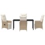 Conjunto de Comedor de Jardín con cojín 5 pcs Beige Poliratán en Sillas de jardín | Comprar online en Foru.es