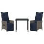 Juego de mesa y sillas con cojín 3 pcs Gris Ratán sintético en Mesas de jardín | Comprar online en Foru.es