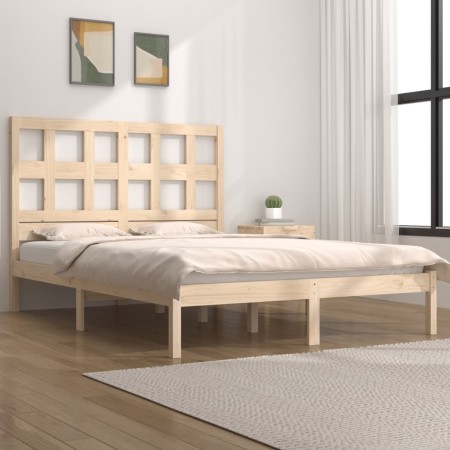 Estructura de cama madera maciza de pino 120x190 cm de vidaXL, Camas y somieres - Ref: Foro24-3104448, Precio: 113,51 €, Desc...