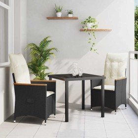 Conjunto de Comedor de Jardín 3 pcs Negro ratán sintético en Sillas de jardín | Comprar online en Foru.es