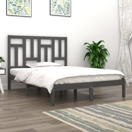 Estructura de cama de madera maciza de pino gris 200x200 cm de vidaXL, Camas y somieres - Ref: Foro24-3104565, Precio: 157,13...