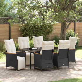 Conjunto de Comedor de Jardín 7 pcs Negro ratán sintético en Sillas de jardín | Comprar online en Foru.es