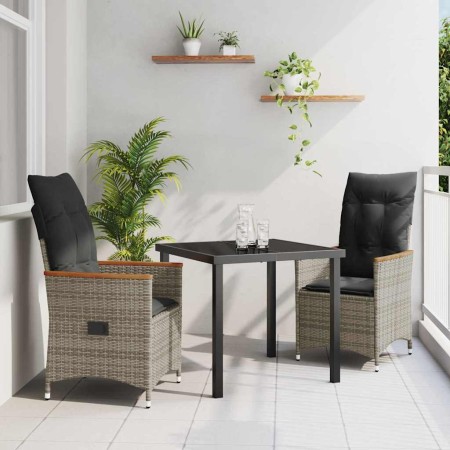 Conjunto de Comedor de Jardín 3 pcs Gris ratán sintético en Sillas de jardín | Comprar online en Foru.es