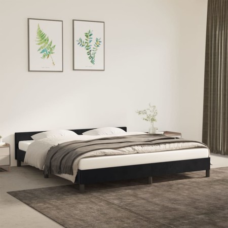 Estructura de cama con cabecero de terciopelo negro 180x200 cm de vidaXL, Camas y somieres - Ref: Foro24-347587, Precio: 132,...