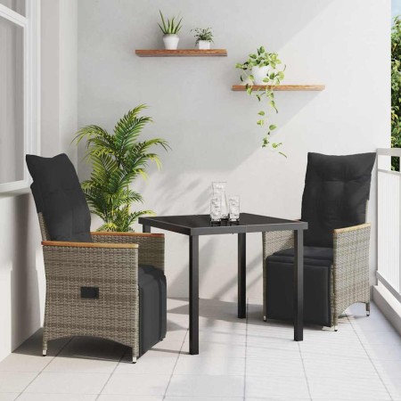 Conjunto de Comedor de Jardín 3 pcs Gris ratán sintético en Sillas de jardín | Comprar online en Foru.es