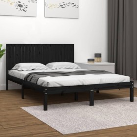 Estructura de cama de madera maciza de pino negro 200x200 cm de vidaXL, Camas y somieres - Ref: Foro24-3104437, Precio: 179,3...