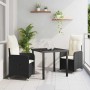 Conjunto de Comedor de Jardín con cojín 3 pcs Negro Poliratán en Sillas de jardín | Comprar online en Foru.es