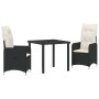 Conjunto de Comedor de Jardín con cojín 3 pcs Negro Poliratán en Sillas de jardín | Comprar online en Foru.es