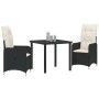Conjunto de Comedor de Jardín con cojín 3 pcs Negro Poliratán en Sillas de jardín | Comprar online en Foru.es