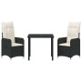 Conjunto de Comedor de Jardín con cojín 3 pcs Negro Poliratán en Sillas de jardín | Comprar online en Foru.es