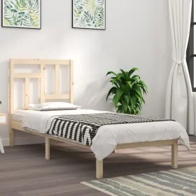 Estructura de cama de madera maciza de pino 90x200 cm de vidaXL, Camas y somieres - Ref: Foro24-3104528, Precio: 79,65 €, Des...