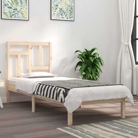 Estructura de cama de madera maciza de pino 90x200 cm de vidaXL, Camas y somieres - Ref: Foro24-3104528, Precio: 80,68 €, Des...