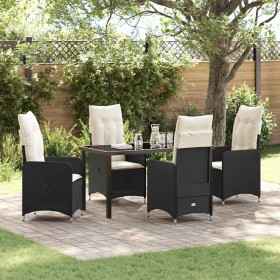 Conjunto de Comedor de Jardín con cojín 5 pcs Negro Poliratán en Sillas de jardín | Comprar online en Foru.es
