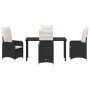 Conjunto de Comedor de Jardín con cojín 5 pcs Negro Poliratán en Sillas de jardín | Comprar online en Foru.es