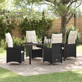 Conjunto de Comedor de Jardín con cojín 5 pcs Negro Poliratán en Sillas de jardín | Comprar online en Foru.es