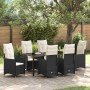 Conjunto de Comedor de Jardín con cojín 7 pcs Negro Poliratán en Sillas de jardín | Comprar online en Foru.es