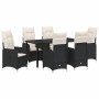 Conjunto de Comedor de Jardín con cojín 7 pcs Negro Poliratán en Sillas de jardín | Comprar online en Foru.es