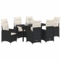 Conjunto de Comedor de Jardín con cojín 7 pcs Negro Poliratán en Sillas de jardín | Comprar online en Foru.es