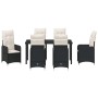 Conjunto de Comedor de Jardín con cojín 7 pcs Negro Poliratán en Sillas de jardín | Comprar online en Foru.es