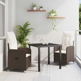 Conjunto de Comedor de Jardín con cojín 3 pcs Marrón Poliratán en Sillas de jardín | Comprar online en Foru.es