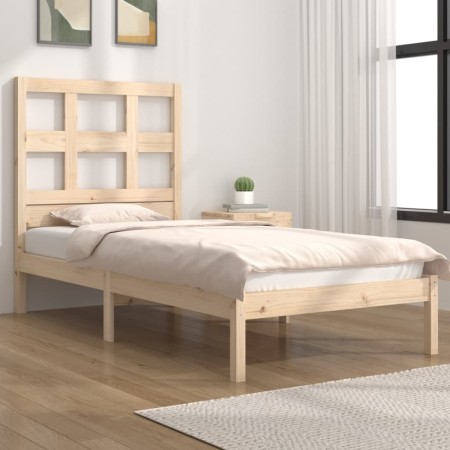 Estructura de cama de madera maciza de pino 90x200 cm de vidaXL, Camas y somieres - Ref: Foro24-3104463, Precio: 82,10 €, Des...