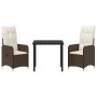 Conjunto de Comedor de Jardín con cojín 3 pcs Marrón Poliratán en Sillas de jardín | Comprar online en Foru.es