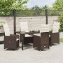 Conjunto de Comedor de Jardín con cojín 5 pcs Marrón Poliratán en Sillas de jardín | Comprar online en Foru.es
