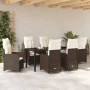 Conjunto de Comedor de Jardín con cojín 7 pcs Marrón Poliratán en Sillas de jardín | Comprar online en Foru.es