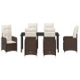 Conjunto de Comedor de Jardín con cojín 7 pcs Marrón Poliratán en Sillas de jardín | Comprar online en Foru.es
