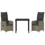 Conjunto de Comedor de Jardín con cojín 3 pcs Gris Poliratán en Sillas de jardín | Comprar online en Foru.es