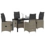 Conjunto de Comedor de Jardín con cojín 5 pcs Gris Poliratán en Sillas de jardín | Comprar online en Foru.es
