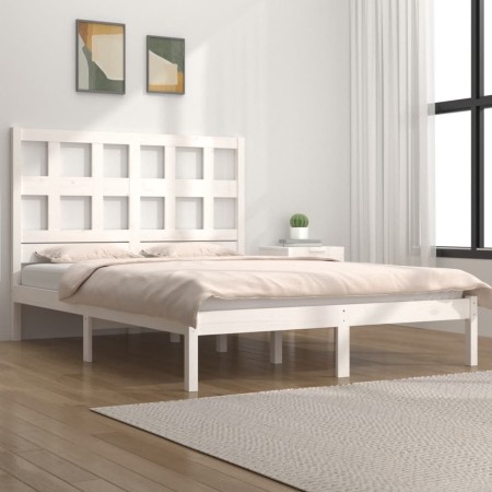Estructura de cama madera maciza blanco Super King 180x200 cm de vidaXL, Camas y somieres - Ref: Foro24-3104494, Precio: 145,...