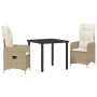 Conjunto de Comedor de Jardín con cojín 3 pcs Beige Poliratán en Sillas de jardín | Comprar online en Foru.es