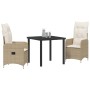 Conjunto de Comedor de Jardín con cojín 3 pcs Beige Poliratán en Sillas de jardín | Comprar online en Foru.es
