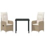 Conjunto de Comedor de Jardín con cojín 3 pcs Beige Poliratán en Sillas de jardín | Comprar online en Foru.es