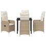 Conjunto de Comedor de Jardín con cojín 5 pcs Beige Poliratán en Sillas de jardín | Comprar online en Foru.es