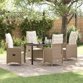 Conjunto de Comedor de Jardín con cojín 5 pcs Beige Poliratán en Sillas de jardín | Comprar online en Foru.es