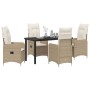 Conjunto de Comedor de Jardín con cojín 5 pcs Beige Poliratán en Sillas de jardín | Comprar online en Foru.es