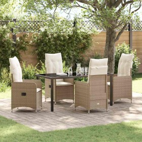 Conjunto de Comedor de Jardín con cojín 5 pcs Beige Poliratán en Sillas de jardín | Comprar online en Foru.es