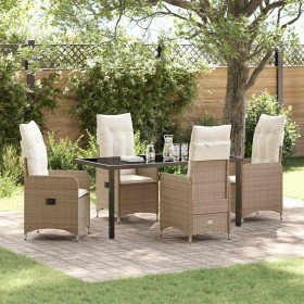 Conjunto de Comedor de Jardín con cojín 5 pcs Beige Poliratán en Sillas de jardín | Comprar online en Foru.es