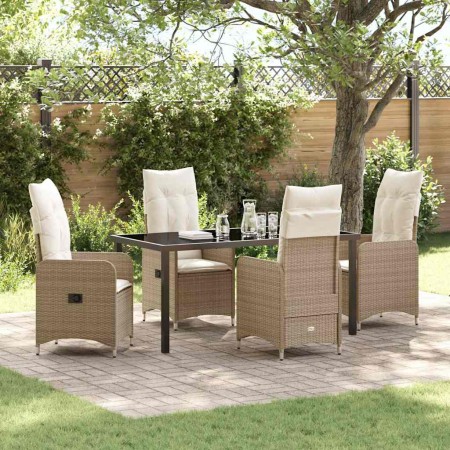 Conjunto de Comedor de Jardín con cojín 5 pcs Beige Poliratán en Sillas de jardín | Comprar online en Foru.es