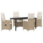 Conjunto de Comedor de Jardín con cojín 5 pcs Beige Poliratán en Sillas de jardín | Comprar online en Foru.es