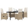 Conjunto de Comedor de Jardín con cojín 5 pcs Beige Poliratán en Sillas de jardín | Comprar online en Foru.es