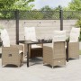 Conjunto de Comedor de Jardín con cojín 5 pcs Beige Poliratán en Sillas de jardín | Comprar online en Foru.es