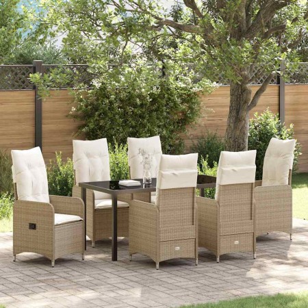 Conjunto de Comedor de Jardín con cojín 7 pcs Beige Poliratán en Sillas de jardín | Comprar online en Foru.es