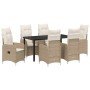 Conjunto de Comedor de Jardín con cojín 7 pcs Beige Poliratán en Sillas de jardín | Comprar online en Foru.es