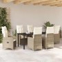 Conjunto de Comedor de Jardín con cojín 7 pcs Beige Poliratán en Sillas de jardín | Comprar online en Foru.es